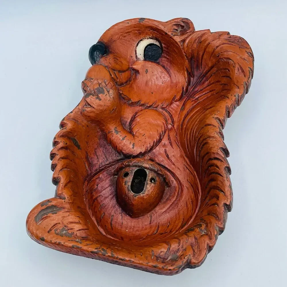 Vintage Anthropomorphic Cheeky Squirrel Shaped Nut Tray Bowl Mid Century Style